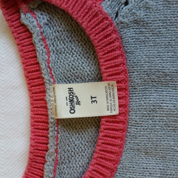 oshkosh b'gosh raglan sleeve cotton knit sweater with pocket 3T toddler girls - Picture 2 of 6